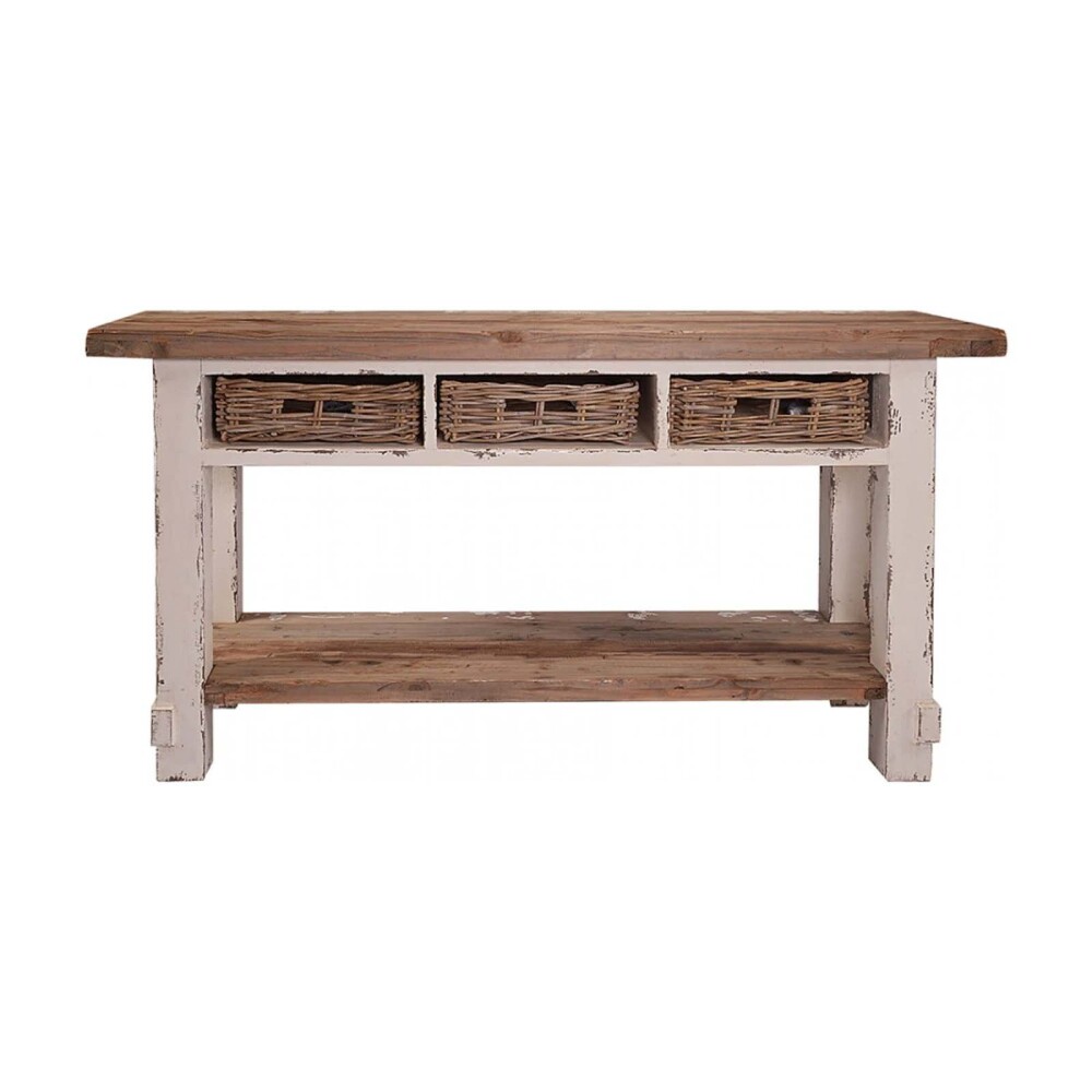 CONSOLA - MESA DE ARRIMO - LIVING PINO NATURAL-BEIGE AM10 NAT/BCO