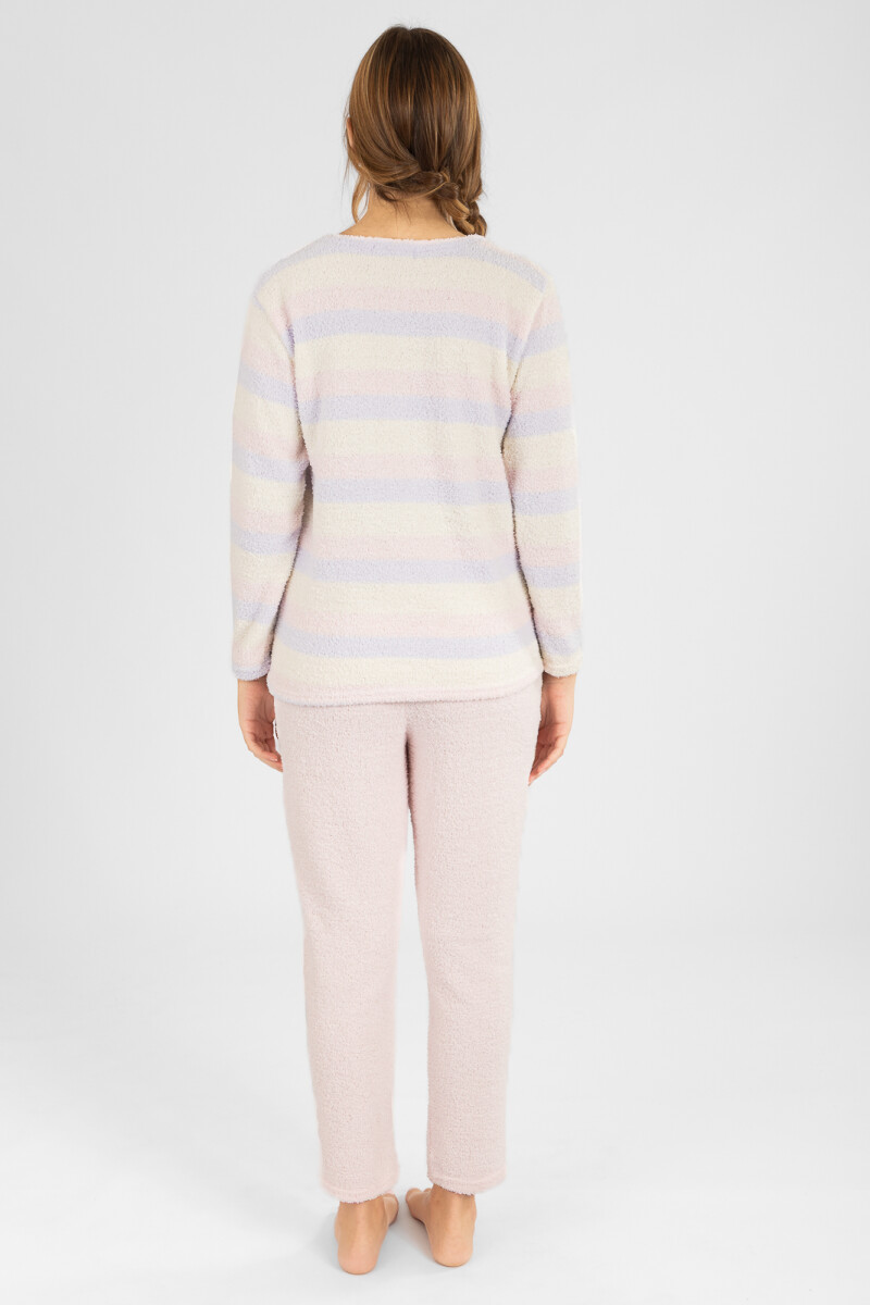 Pijama chenille rayado rosado Rosado