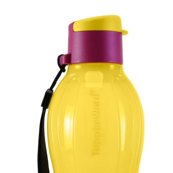 BOTELLA ECO TWIST TUPPERWARE CON PICO Y CORREA 500 ML AMARILLO Y VIOLETA