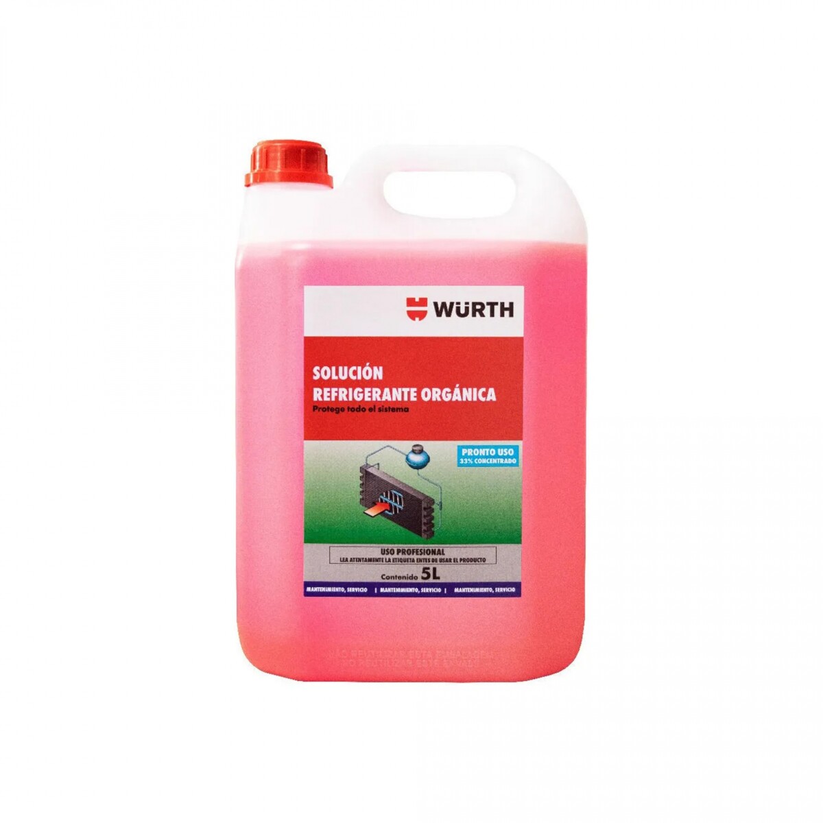 Wurth Anticongelante 33% Orgánico 5L - Rosa 