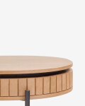 Mesa de centro Licia 1 cajón de madera maciza de mango y metal pintado negro 130 x 65 cm
