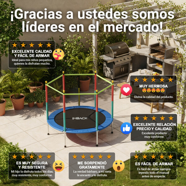 Cama Elastica de 1.40M Trampolin Saltarin con Red Proteccion y refuerzo seguridad IMBACK Color Azul Cama Elastica de 1.40M Trampolin Saltarin con Red Proteccion y refuerzo seguridad IMBACK Color Azul