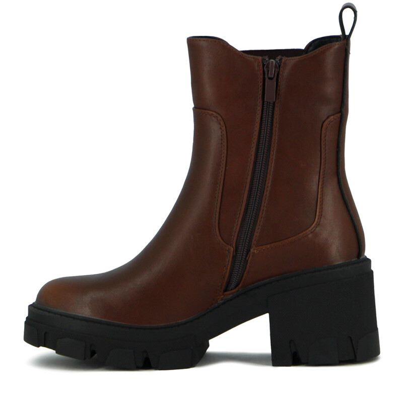Darkness Bota De Dama C/ Elastico Caña Baja Taco Cuadrado - Bronce Bronce