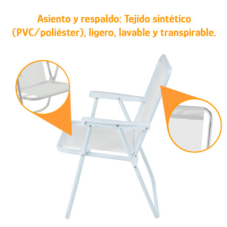 Silla Alta Aluminio Reposera Mor 110 kg Plegable Sannet Blanco