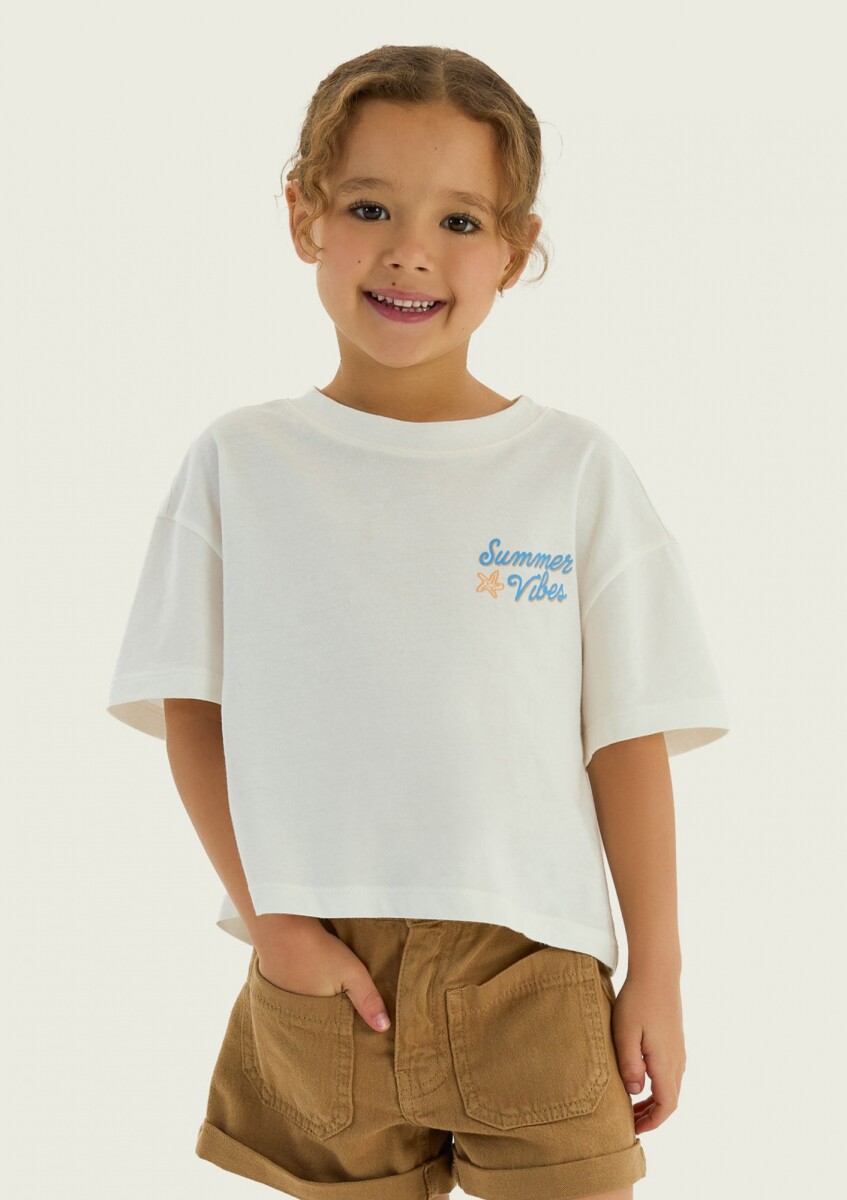 CAMISETA CON ESTAMPADO EN LA PARTE DELANTERA Y TRASERA - BLANCO 