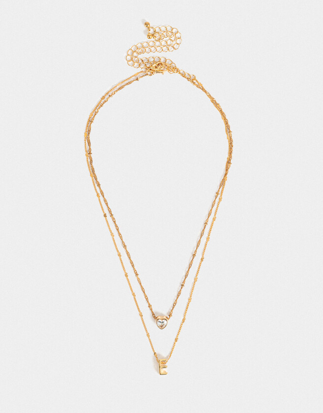 Collares Cortos Con cubic zirconia Collar Corto Cubic Inicial "e" - Dorado