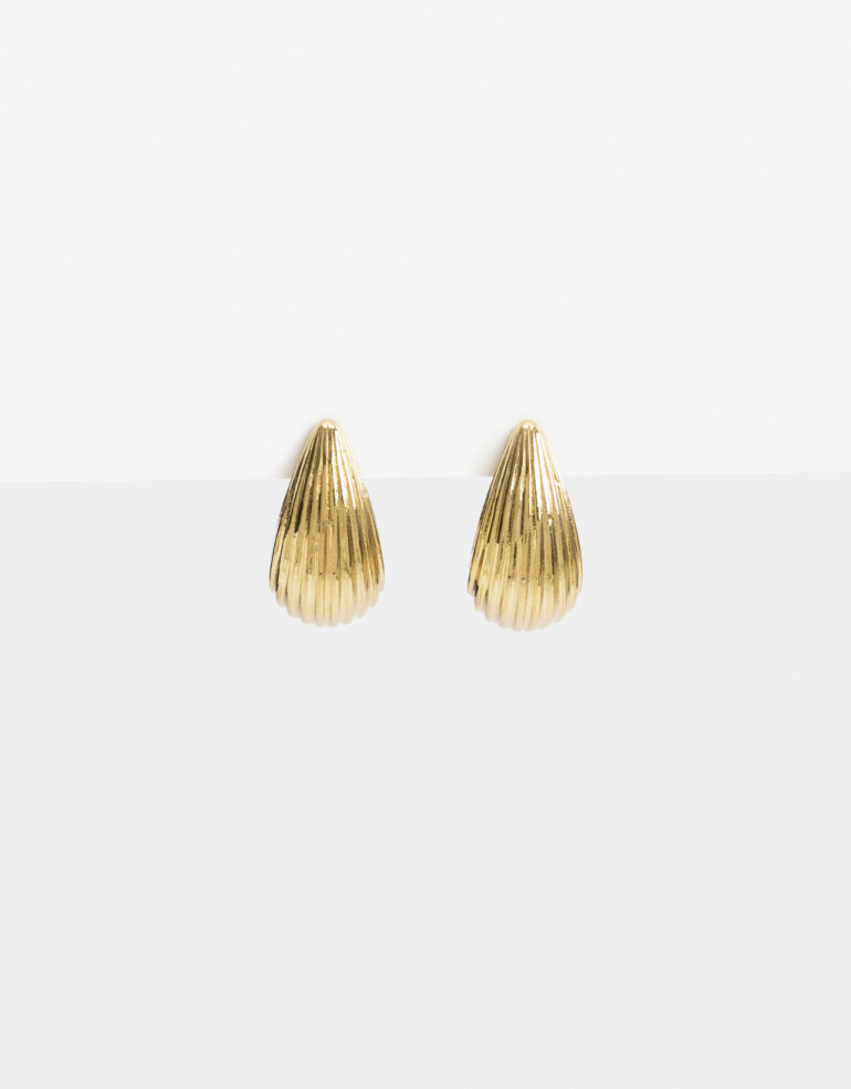Aros Colgantes Cortos Metal Aros Cortos De Acero - Dorado