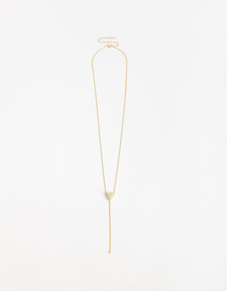 Collares Largos Strass Collar Largo Corazón - Dorado