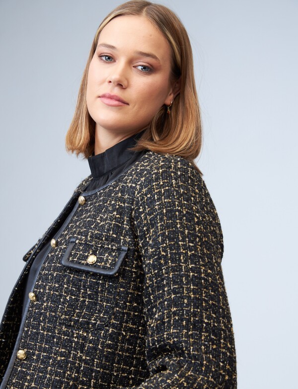Chaqueta Tweed NEGRO/DORADO