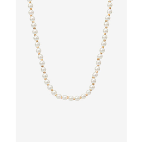 Collar Corto De Perlas Blanco Crema