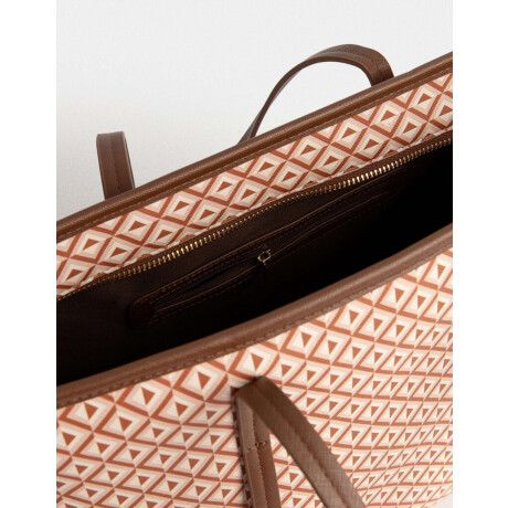 Cartera Shopper Estampada Marron Suela