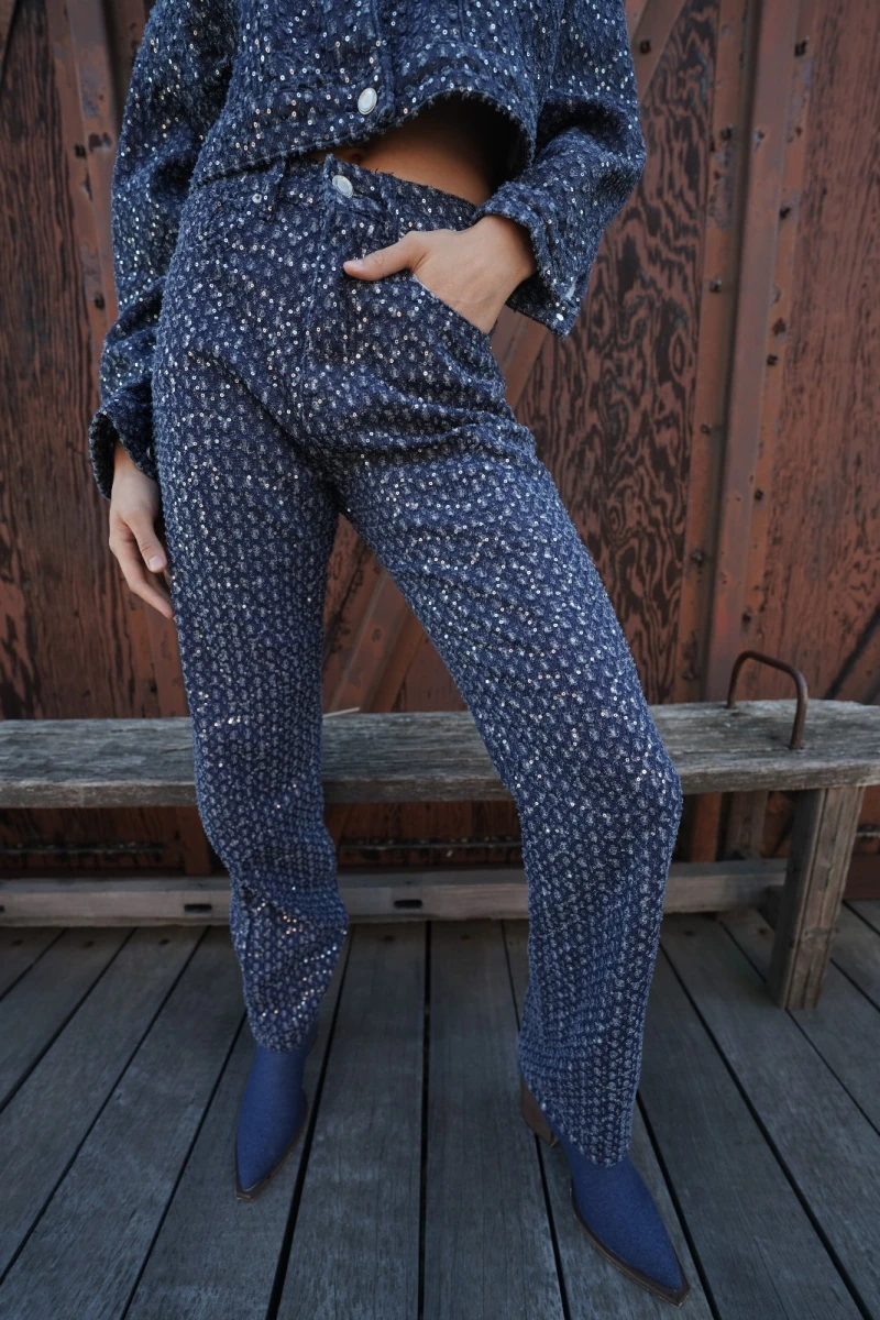 Jean con lentejuelas Azul