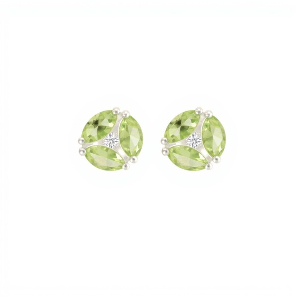 Caravanas Eloisa- Plata rodinada 925-Piedra Peridoto y topacio blanco-CA2007 conpiedra