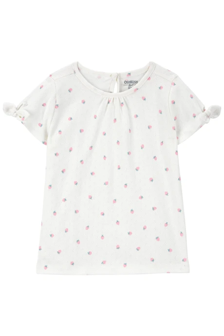 Blusa de algodón, acanalada, con lazos, diseño frutillas Blusa de algodón, acanalada, con lazos, diseño frutillas