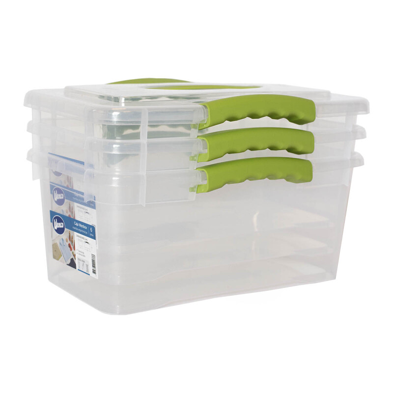 Set x3 Caja organizadora 6 lts Wenbox TRANSPARENTE