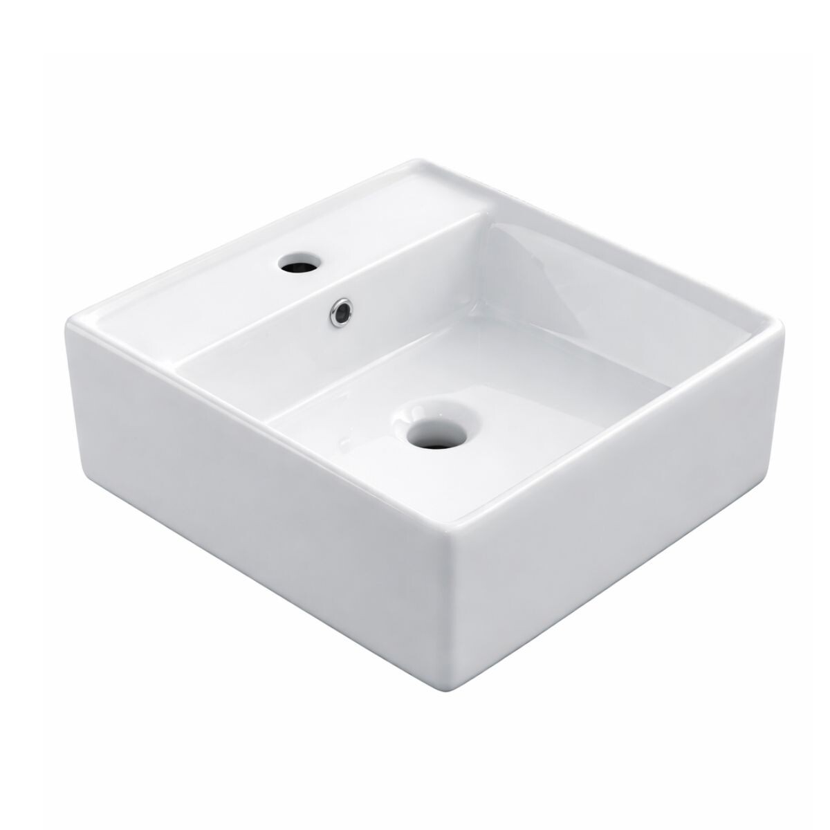 Bacha De Apoyo Cuadrada 41 Cm C/mesa Blanca Brillo Dmc 