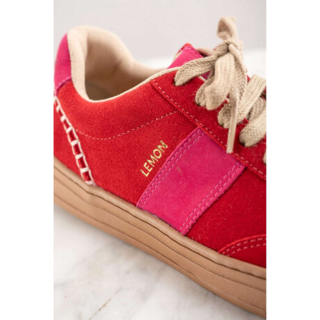 Zapatilla Combinada Gamuza Rojo