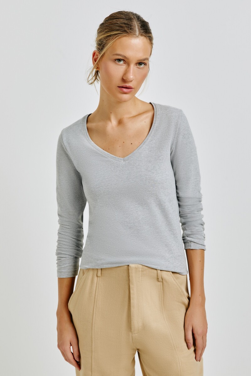 BLUSA ML FEM - CINZA MESCLA 