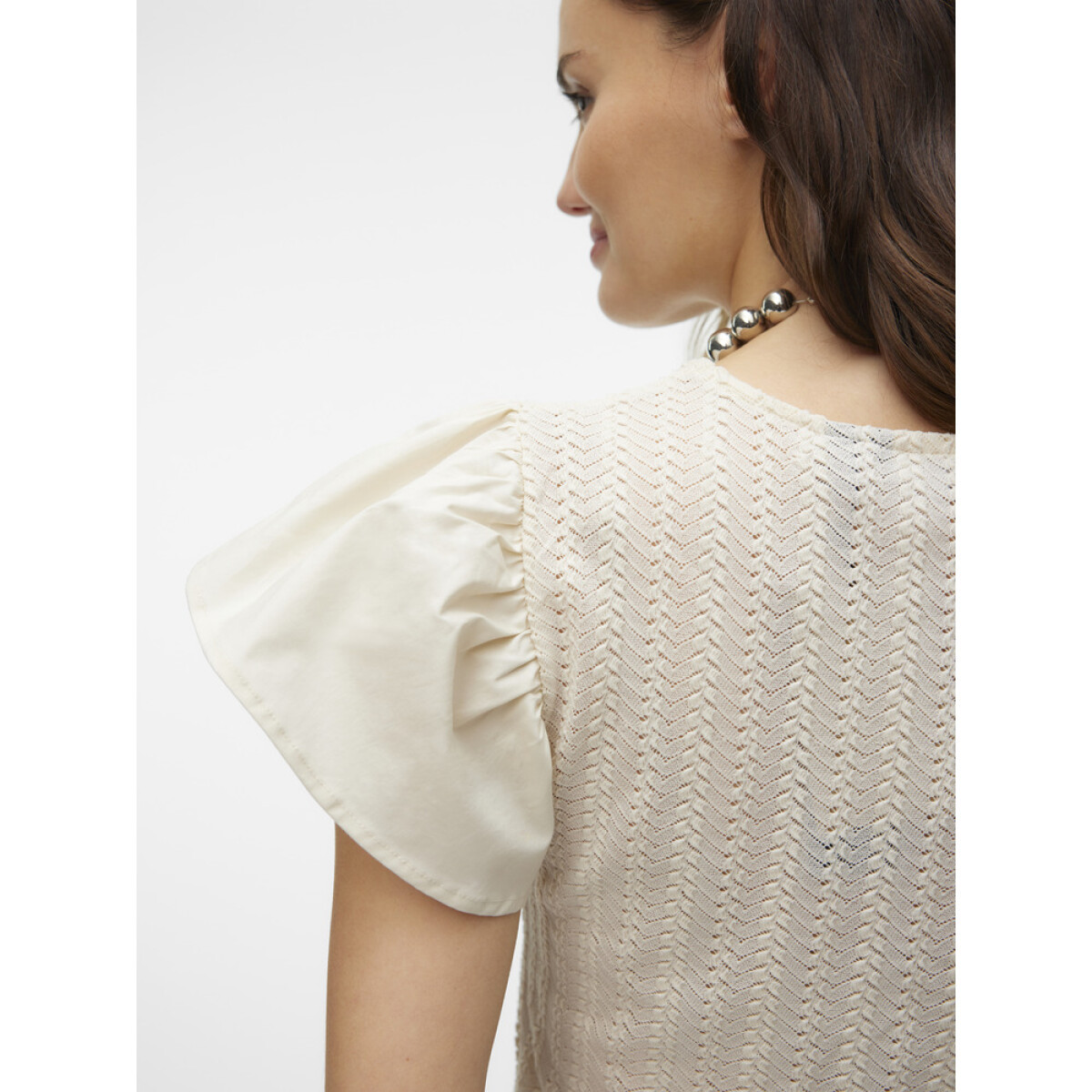 VMNAJA SS V-NECK TOP JRS GA - BIRCH 