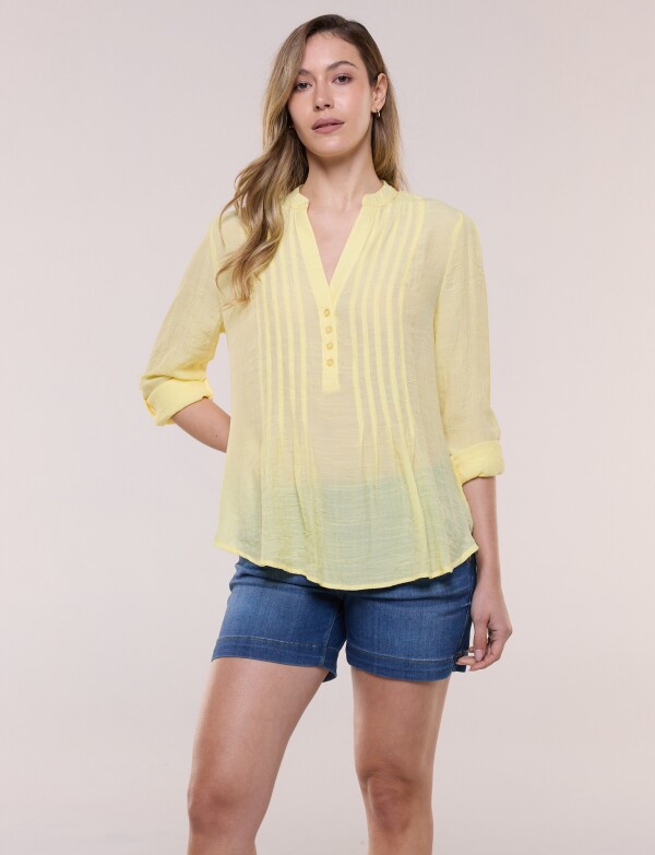 Blusa Delantera Plisada AMARILLO