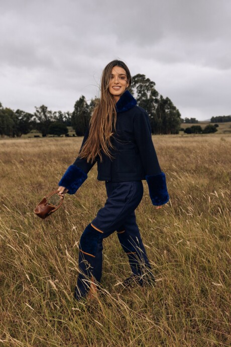 Campera New Jersey Base Azul / Corderito Azul