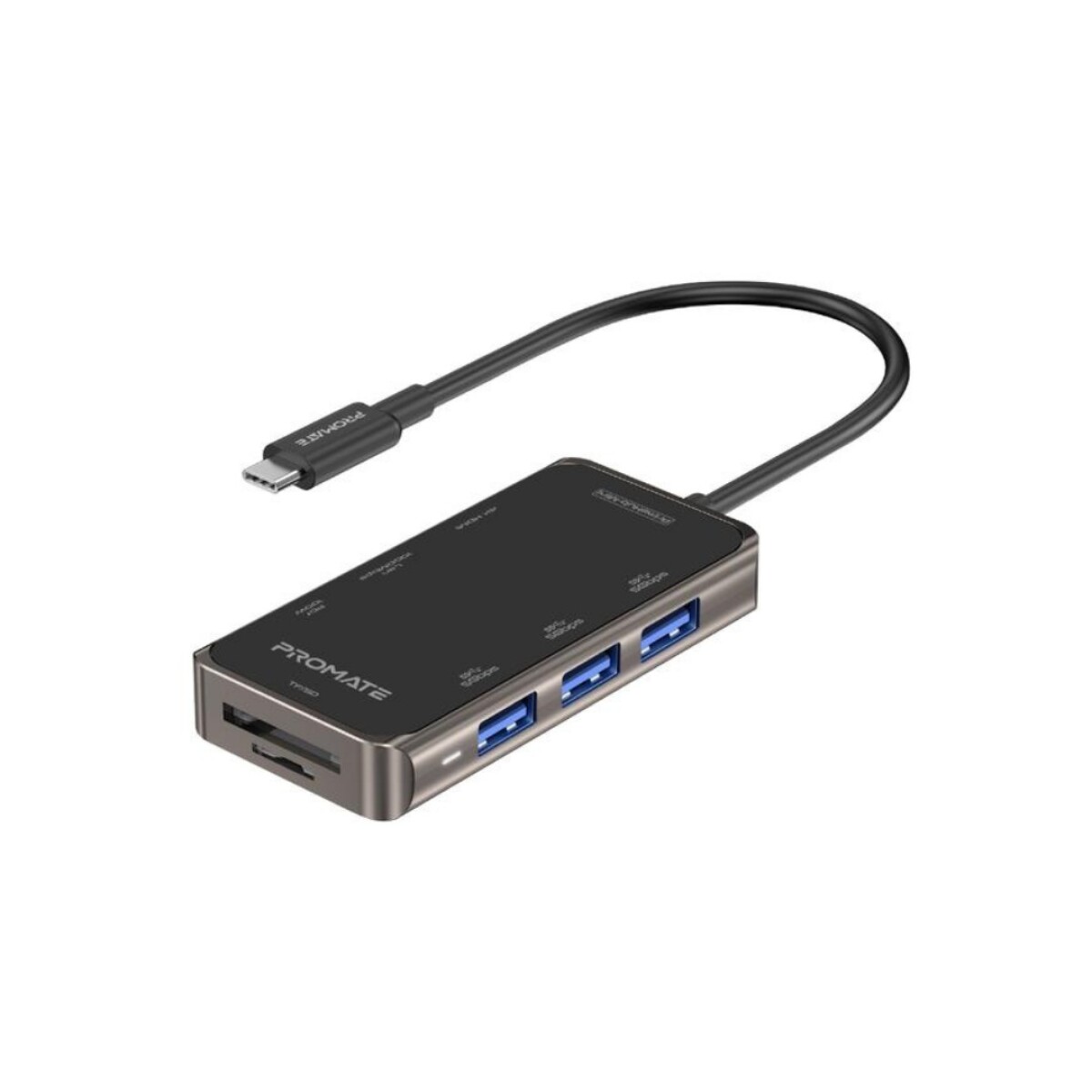 Hub Promate PrimeHub-Mini USB-C a HDMI Micro SD TF USB RJ45 