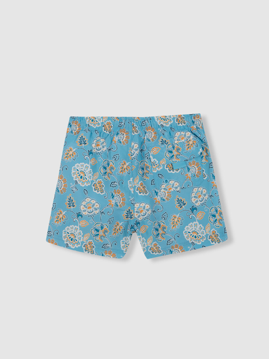 Bañador Estampado Flores Azul Claro
