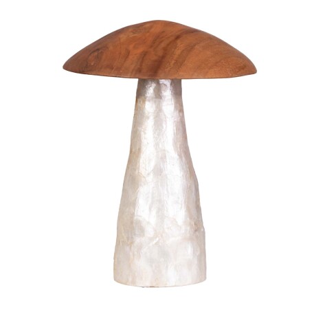 ADORNO DECORATIVO MADERA-DE-TECA BLANCO MUSHROOM, BLANCO