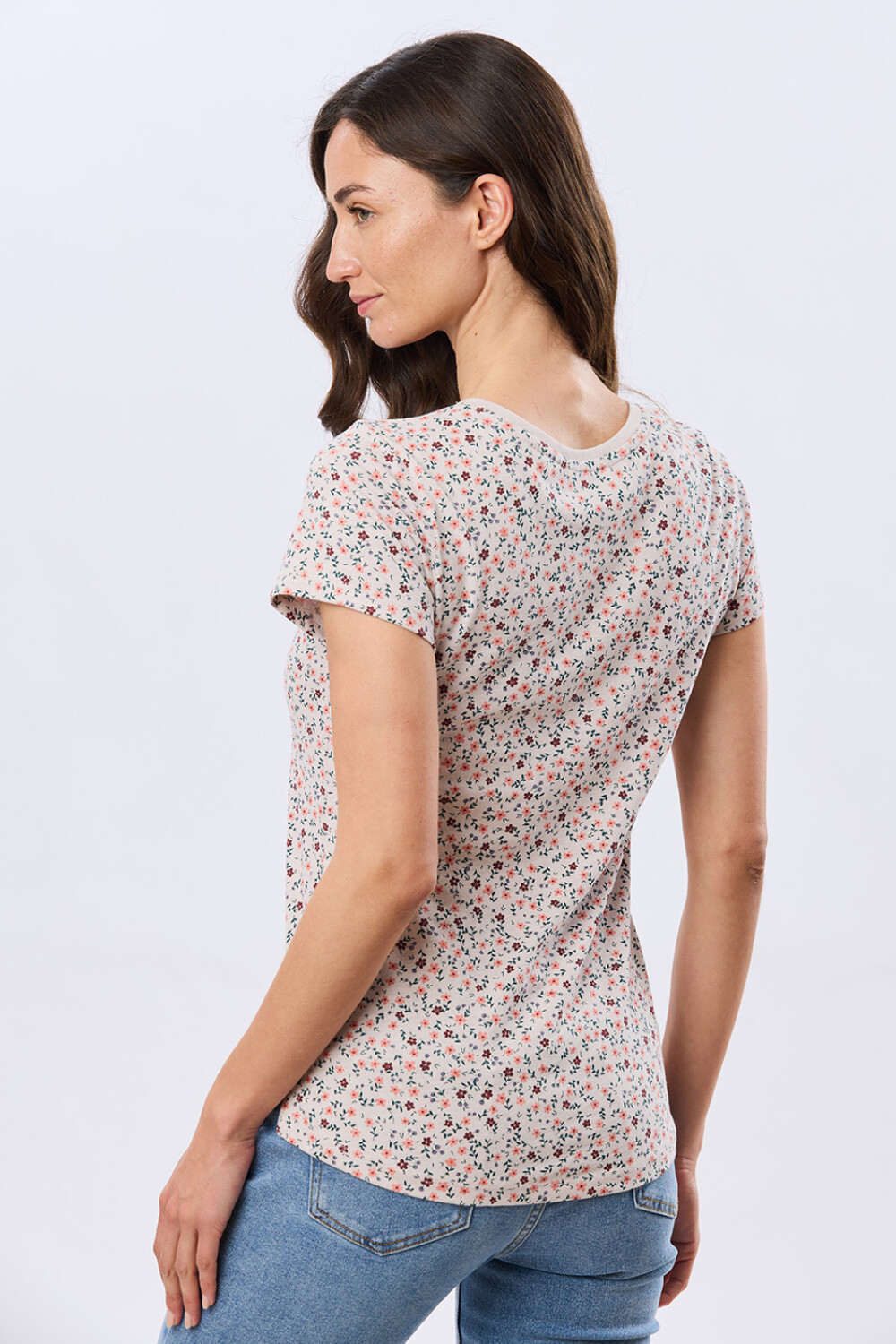 REMERA ESTAMPADA DE ALGODÓN Beige Melange
