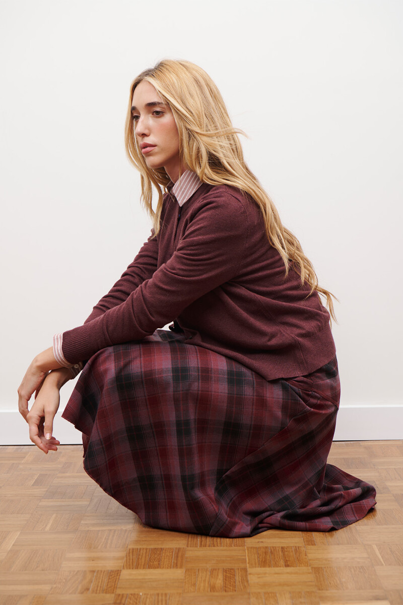 FALDA CUADROS BURDEOS