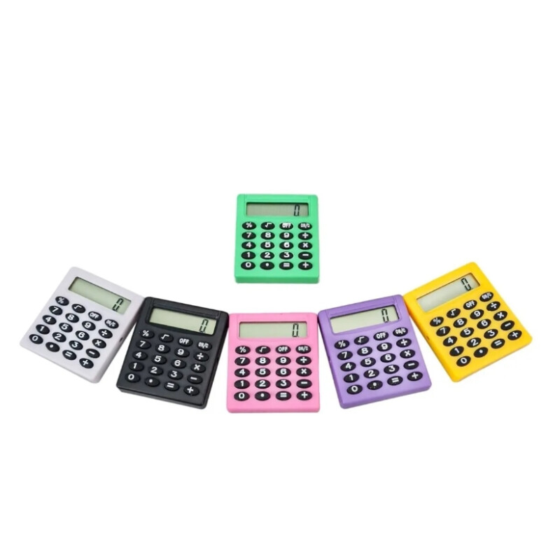 Mini Calculadora Escolar Colores Blanco
