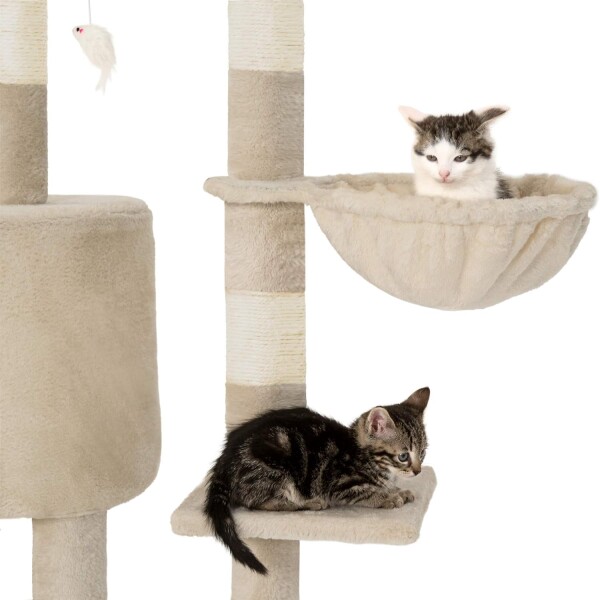 Rascador Torre 5 Niveles En Felpa Y Sisal Para Gato Juego Color Variante Beige
