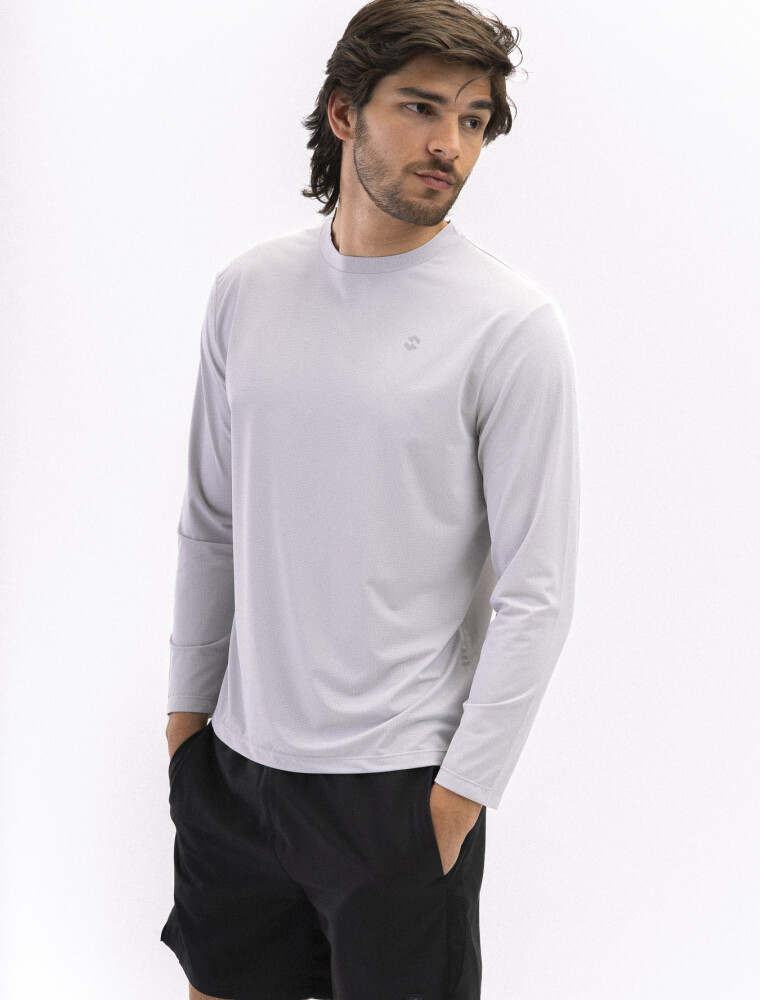 Remera Deportiva Protección UV Gris Claro