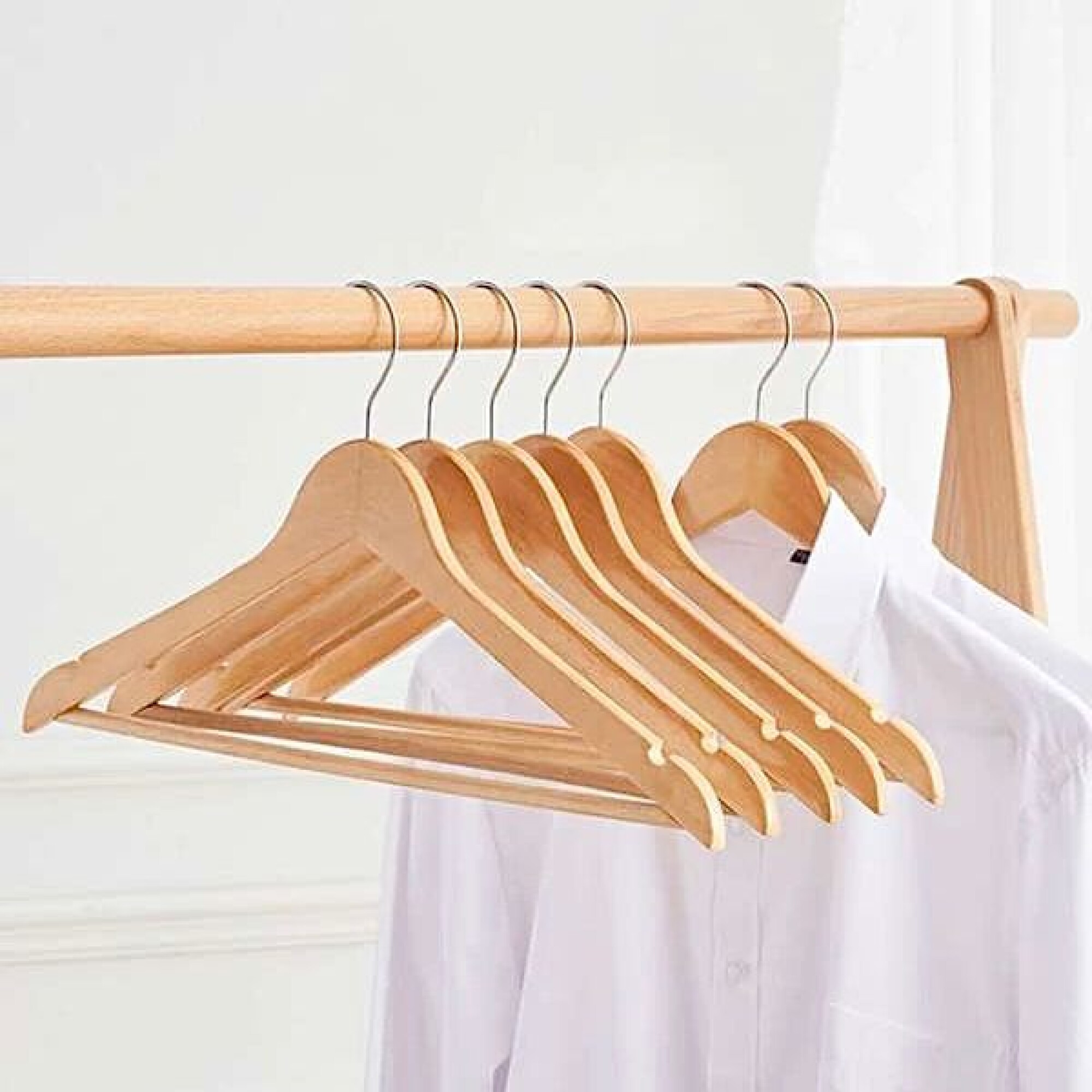 Perchas De Madera Calidad Premium x6 Unidades Largo 44cm El Capitan