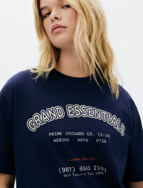 CAMISETA CON ESTAMPA MODELO OVERSIZE AZUL