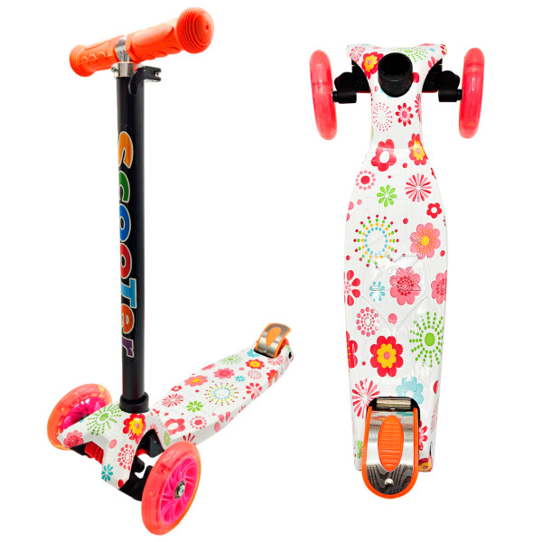 Monopatin Tripatin Scooter Luces Regulable Infantil Niños Variante Diseño Blanco