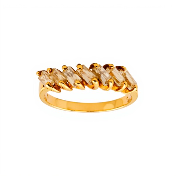 Anillo Baguette-Oro bajo-Piedra Zirconia-AN8035 conpiedra