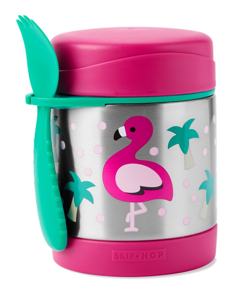 Tupper de acero inoxidable con cubierto, diseño flamenco 