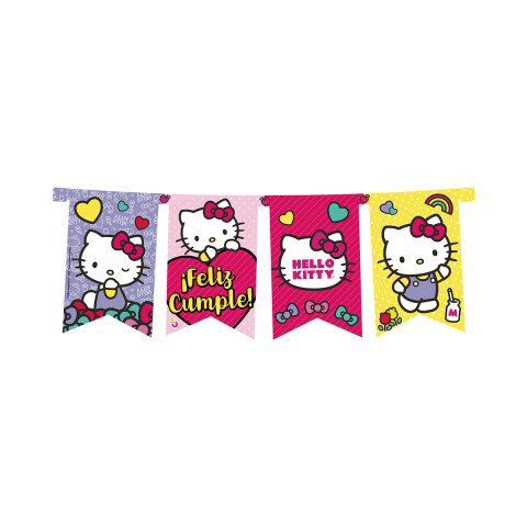 Cotillón Banderín Cartel Felicidades Hello Kitty 150 cm U