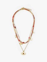 Set De Collares Con Cuentas De Piedra Y Resina multicolor