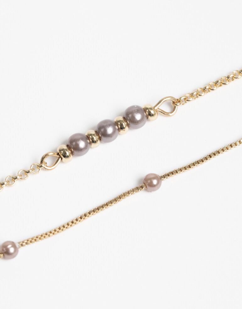 Pulseras Flexibles Sets Perla Set De Pulseras Flexibles Con Perlas - Dorado