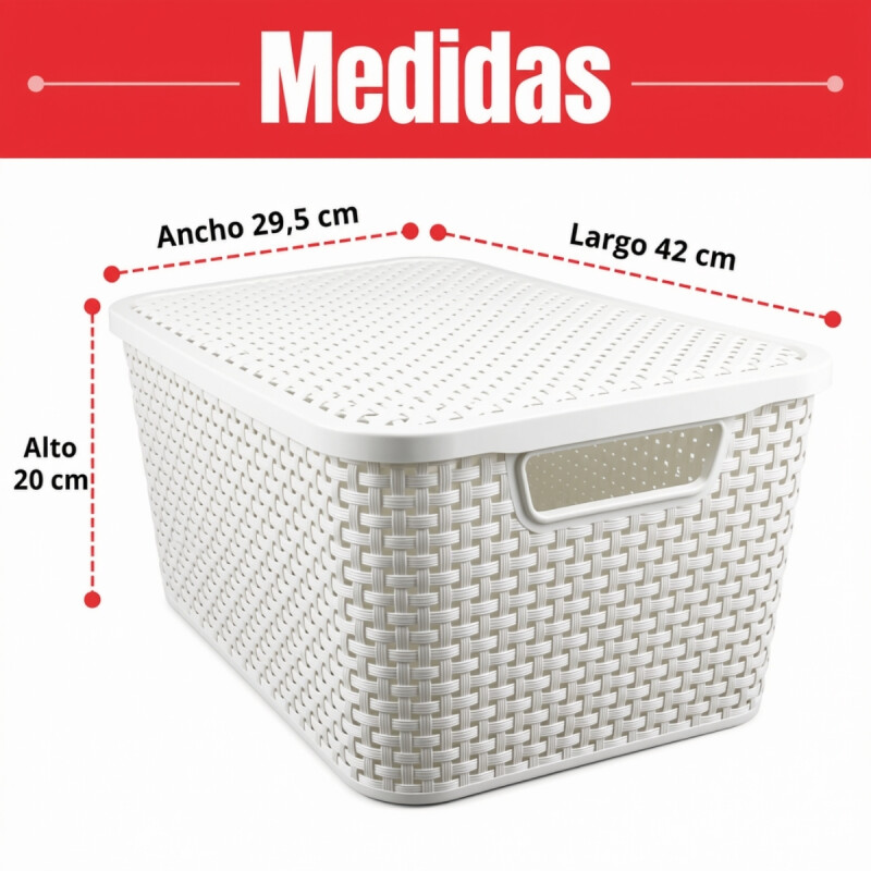 Set x3 Caja ratán 20 lts BLANCO