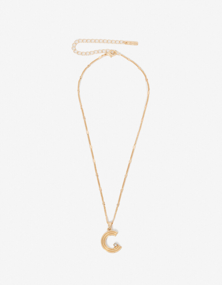 Cadena Corta con Dije Letras Collar Con Dije Inicial Letra "c" - Dorado