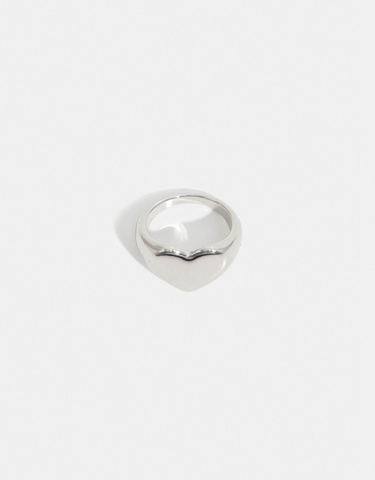 Anillos Medianos y Grandes Metal Anillo De Corazón - Plateado Rodio