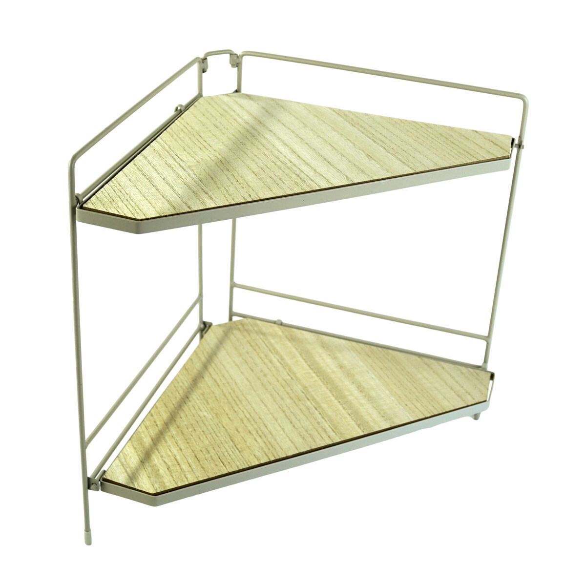 RACK ESQUINERO PLEGABLE METAL 41.3X29X34.5CM 2 ESTANTES MADERA 