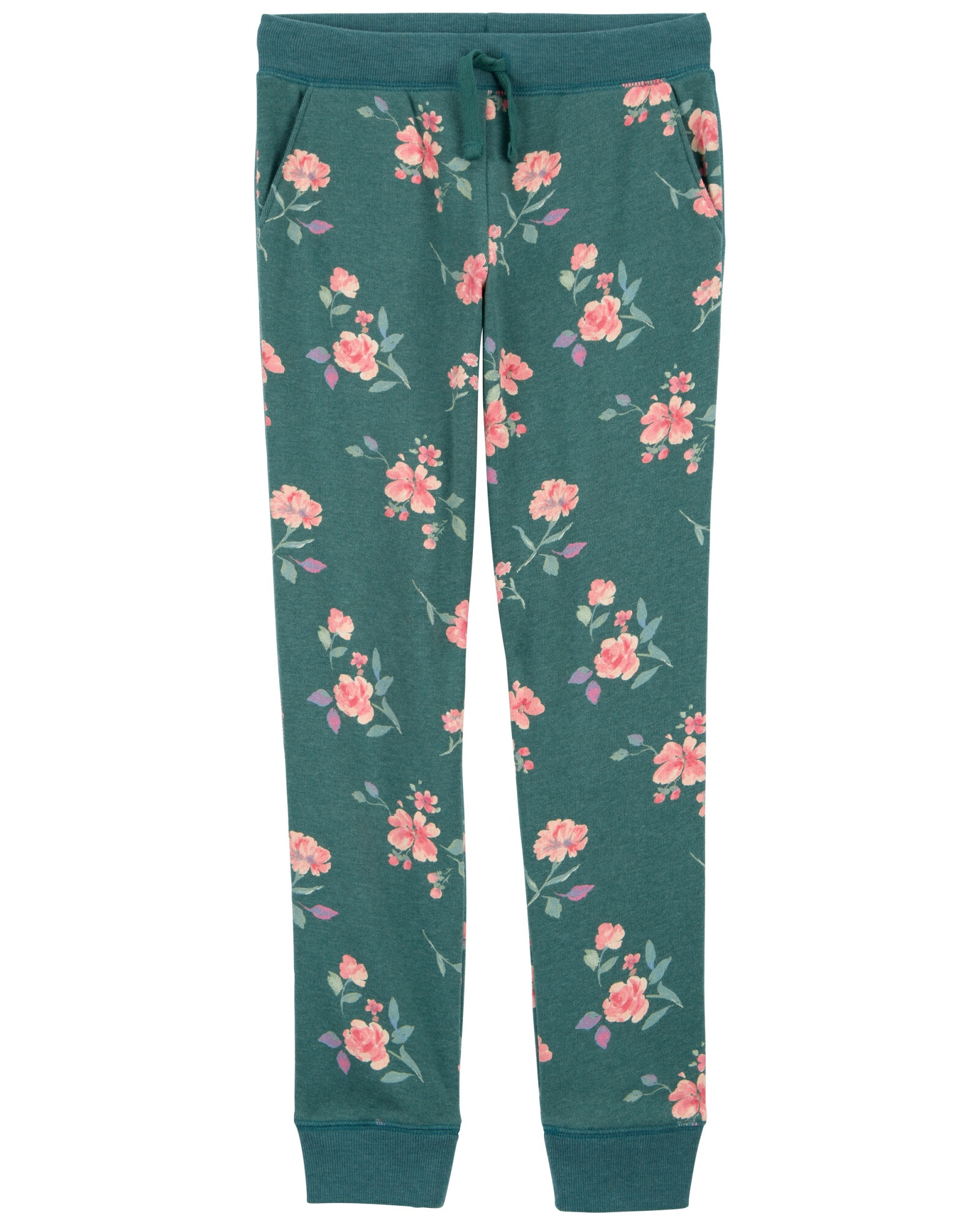 Pantalón deportivo de algodón, diseño floral. Talles 6-14 Sin color