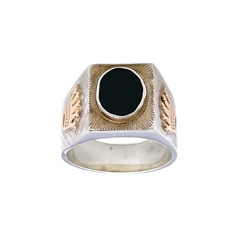Anillo Mesa-Plata y Oro-Piedra Onix-AN5175 conpiedra
