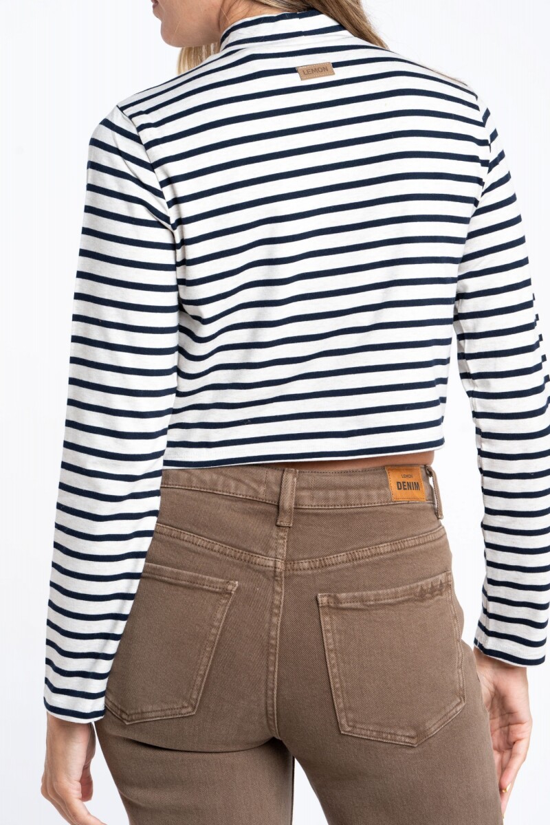 Polera Alogodón Elastano Rayada Nacar