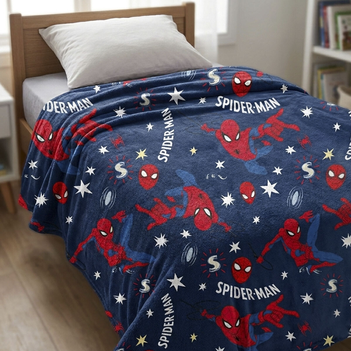 Frazada Coral Infantil 1 Plaza 150 x 200 cm - SPIDERMAN AZUL 