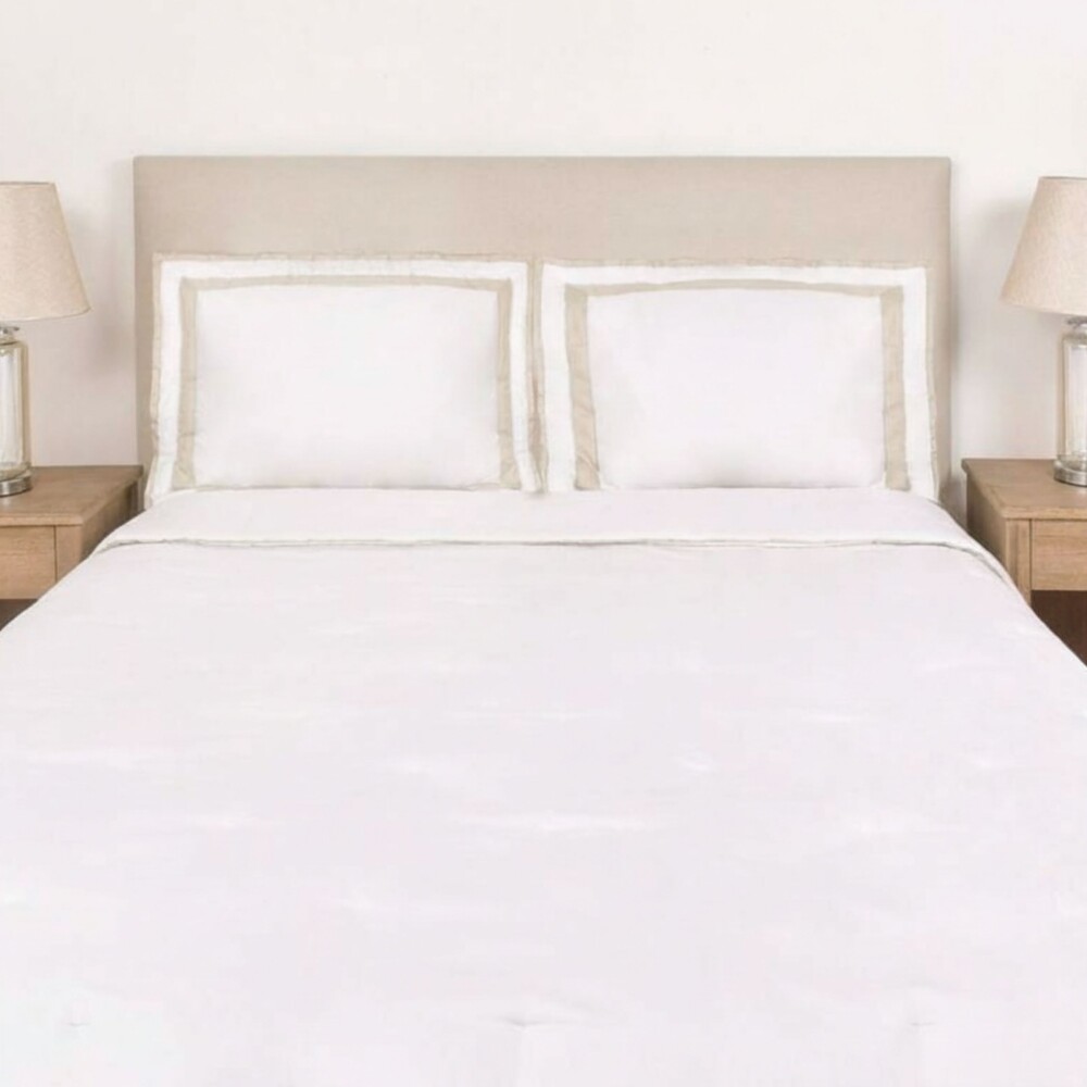 Acolchado 290x250 Finezza 400 hilos - Pilar Blanco y Beige